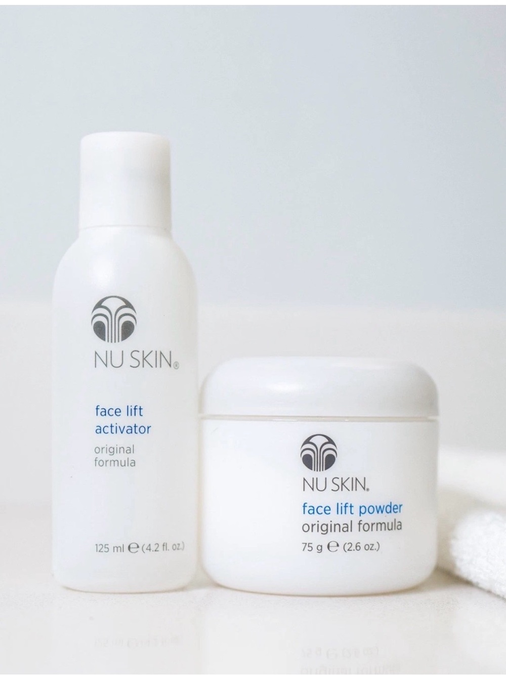 Skin white skincare set with blue accents